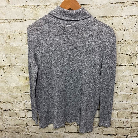Mudpie Heathered Gray Ribbed Turtleneck Sweater - Picture 4 of 5
